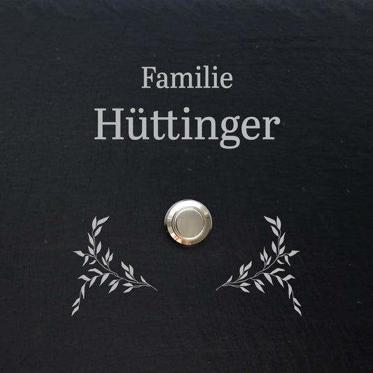 Klingelschild aus Schiefer - Motiv HÜTTINGER - Jeske Design