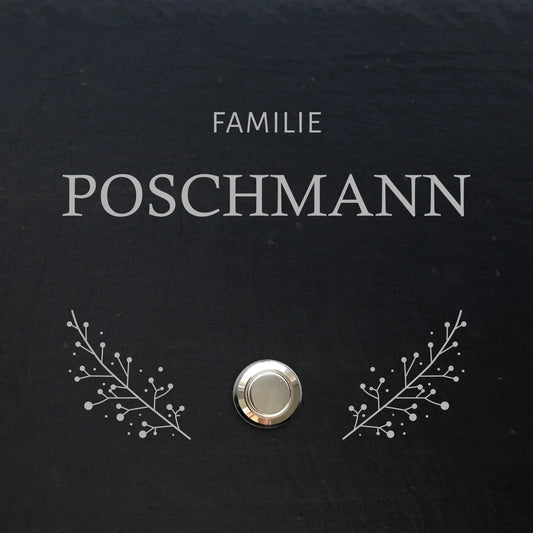 Klingelschild aus Schiefer - Motiv POSCHMANN - Jeske Design