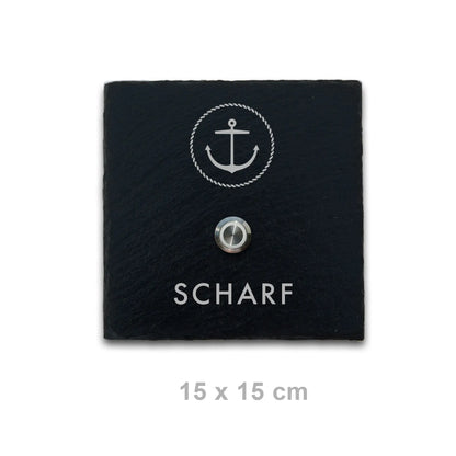 Klingelschild aus Schiefer - Motiv ANKER - Jeske Design