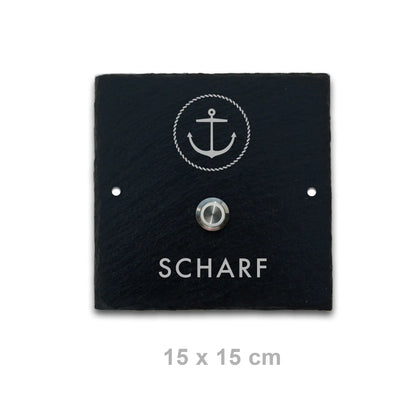 Klingelschild aus Schiefer - Motiv ANKER - Jeske Design