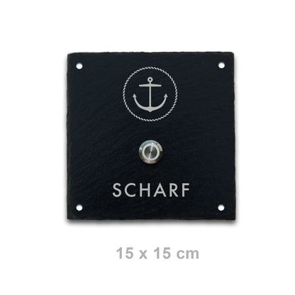 Klingelschild aus Schiefer - Motiv ANKER - Jeske Design