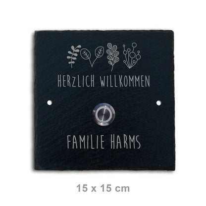 Klingelschild aus Schiefer - Motiv HARMS - Jeske Design