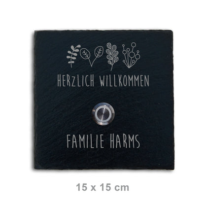 Klingelschild aus Schiefer - Motiv HARMS - Jeske Design