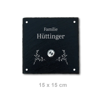 Klingelschild aus Schiefer - Motiv HÜTTINGER - Jeske Design