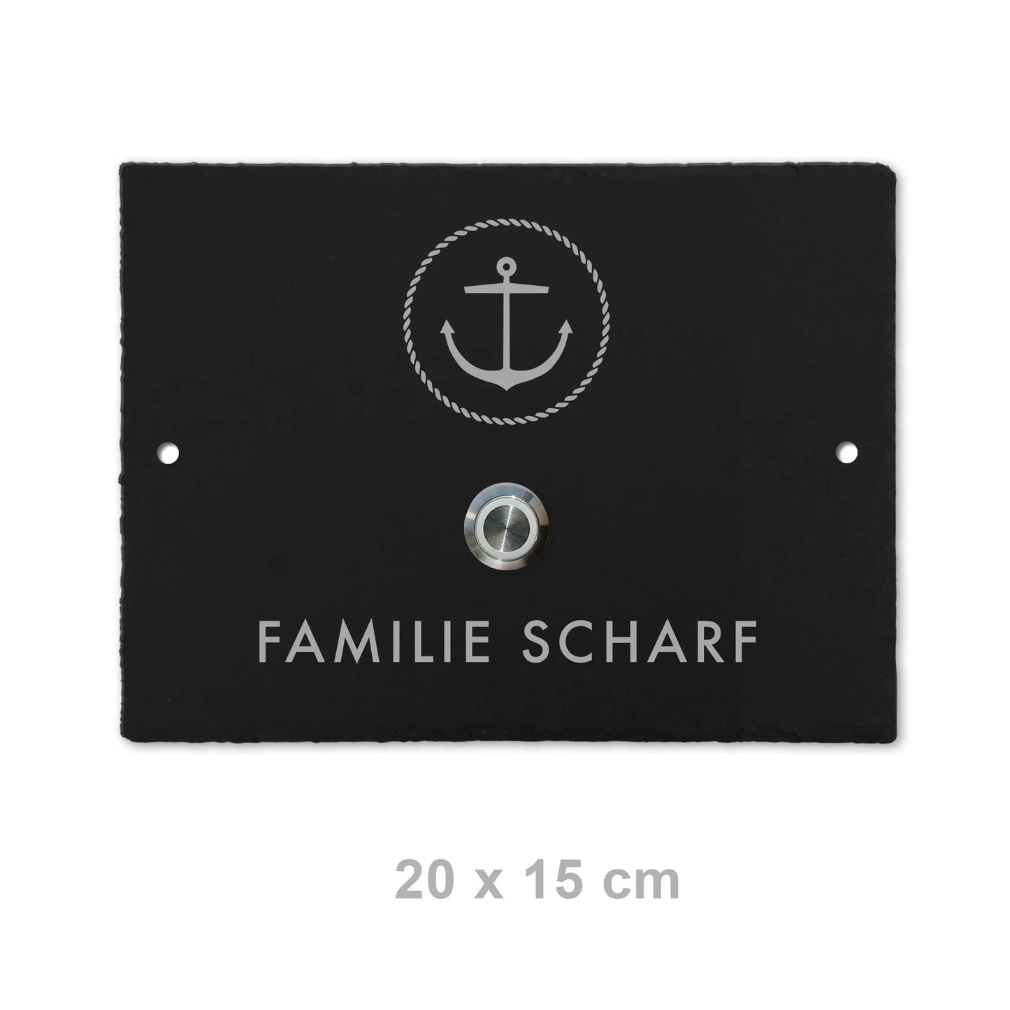 Klingelschild aus Schiefer - Motiv ANKER - Jeske Design