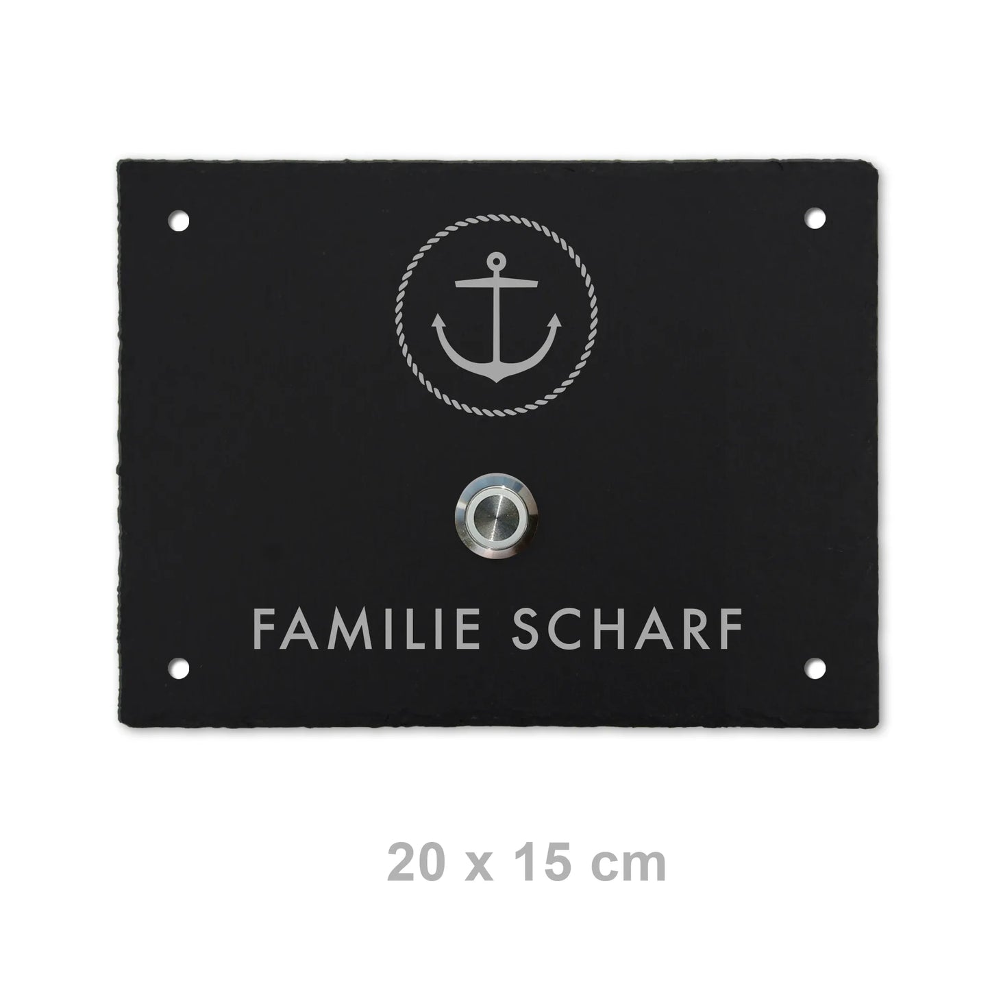 Klingelschild aus Schiefer - Motiv ANKER - Jeske Design