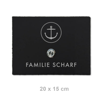 Klingelschild aus Schiefer - Motiv ANKER - Jeske Design
