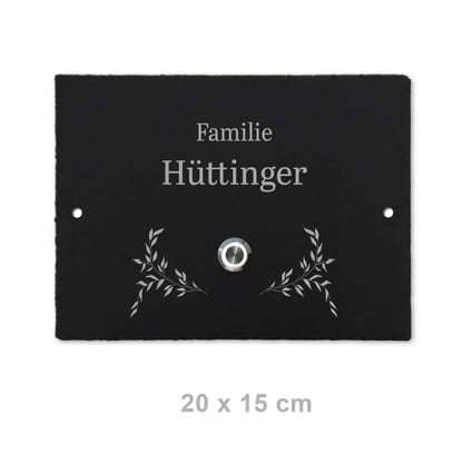 Klingelschild aus Schiefer - Motiv HÜTTINGER - Jeske Design