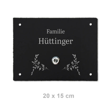 Klingelschild aus Schiefer - Motiv HÜTTINGER - Jeske Design