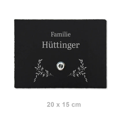 Klingelschild aus Schiefer - Motiv HÜTTINGER - Jeske Design