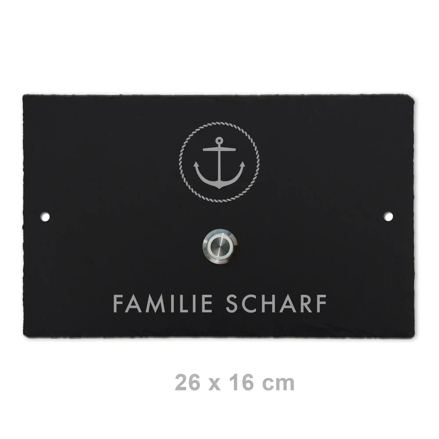 Klingelschild aus Schiefer - Motiv ANKER - Jeske Design