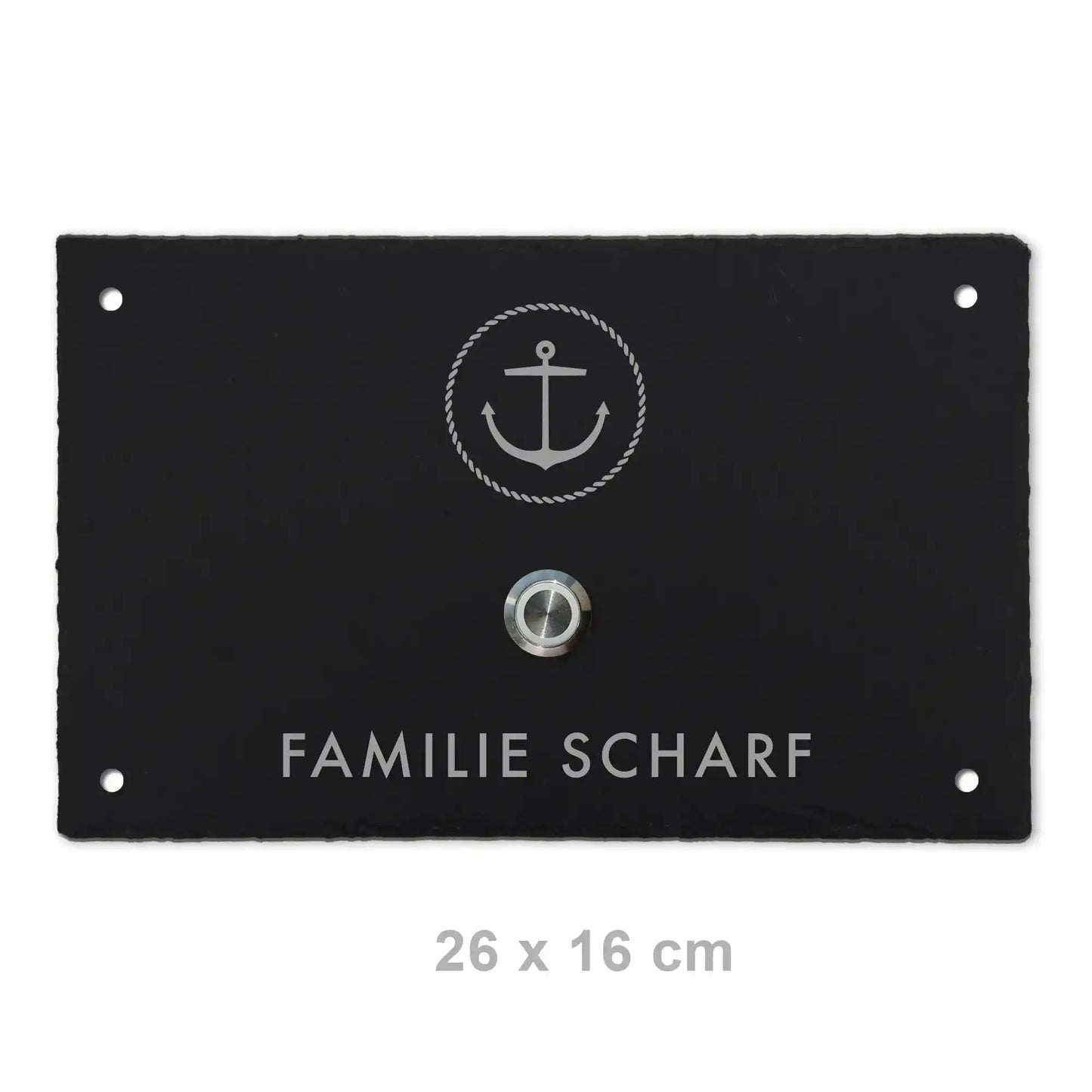 Klingelschild aus Schiefer - Motiv ANKER - Jeske Design