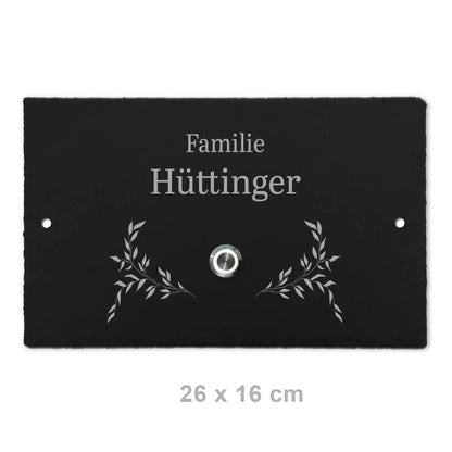 Klingelschild aus Schiefer - Motiv HÜTTINGER - Jeske Design