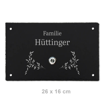 Klingelschild aus Schiefer - Motiv HÜTTINGER - Jeske Design