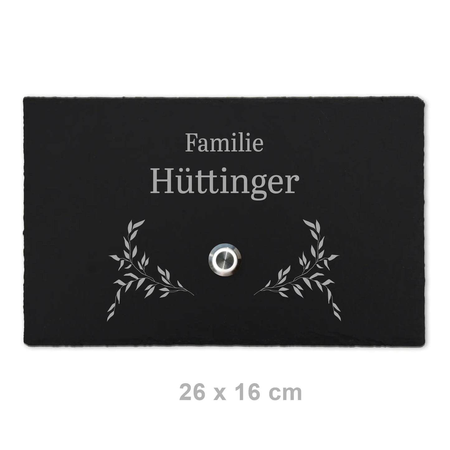 Klingelschild aus Schiefer - Motiv HÜTTINGER - Jeske Design