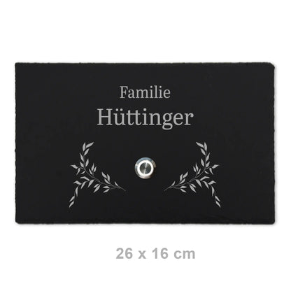 Klingelschild aus Schiefer - Motiv HÜTTINGER - Jeske Design