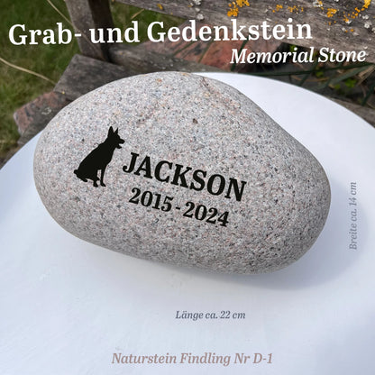 Tiergrabstein für Hunde & Katzen aus Naturstein - Stein Nr. D-1 - Jeske Design
