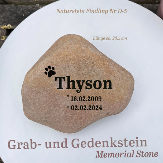 Tiergrabstein für Hunde & Katzen aus Naturstein - Stein Nr. D-5 - Jeske Design