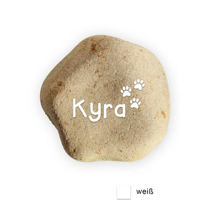 Tiergrabstein mit Namen für Hund oder Katze - Stein Findling Nr. A-7