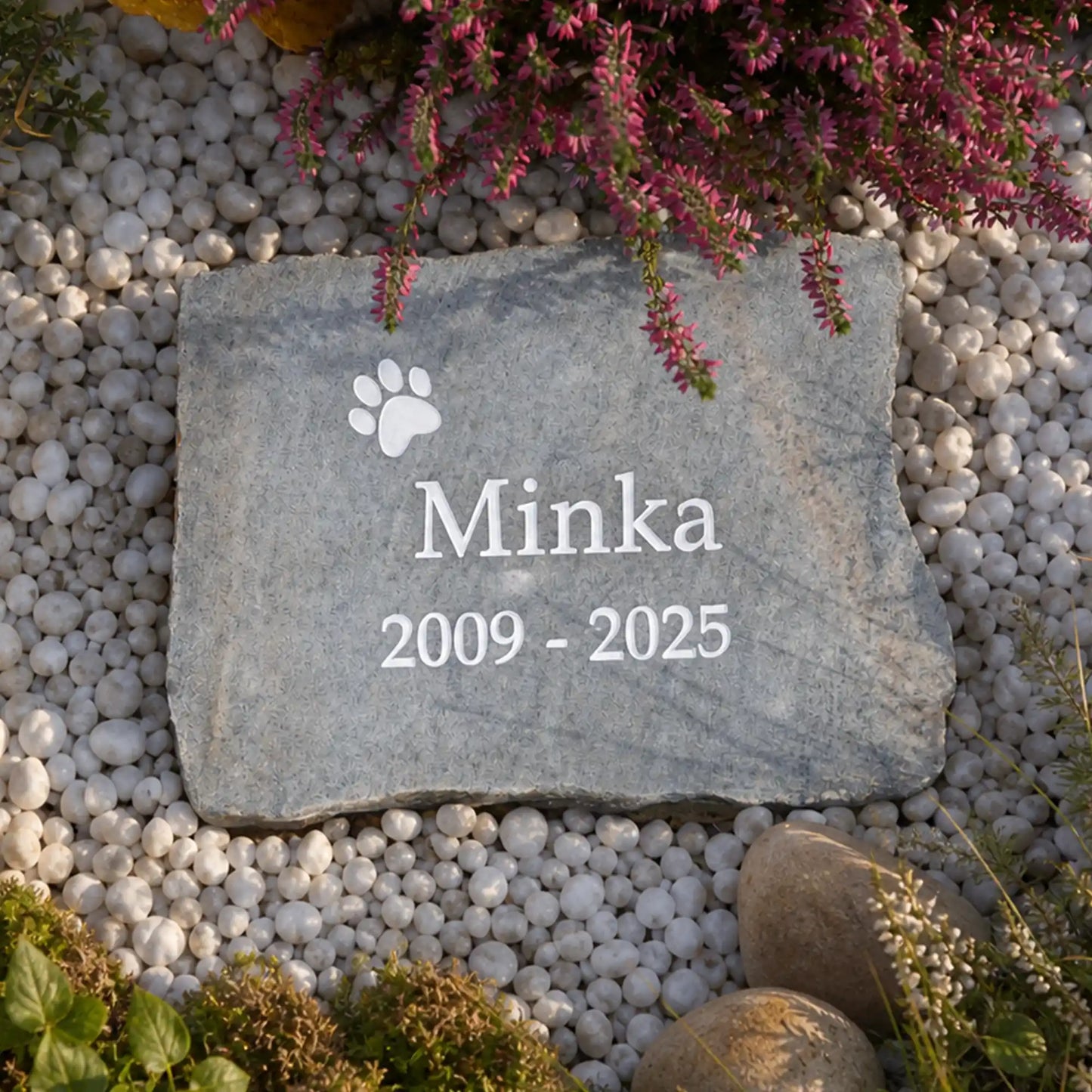 Tiergrabstein aus Granit – mit Gravur personalisiert für Hund & Katze