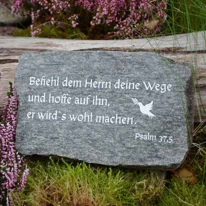 Grab-Gedenkstein als Grabschmuck oder Grabbeilage mit Gravur eines Psalms 