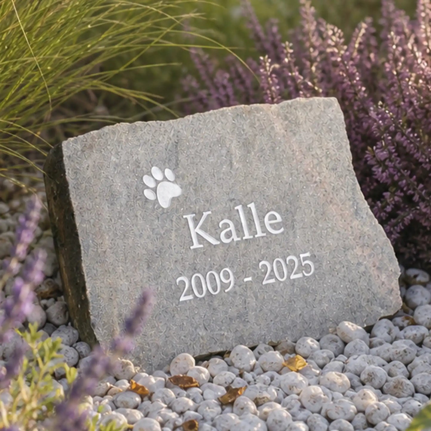 Tiergrabstein aus Granit – mit Gravur personalisiert für Hund & Katze