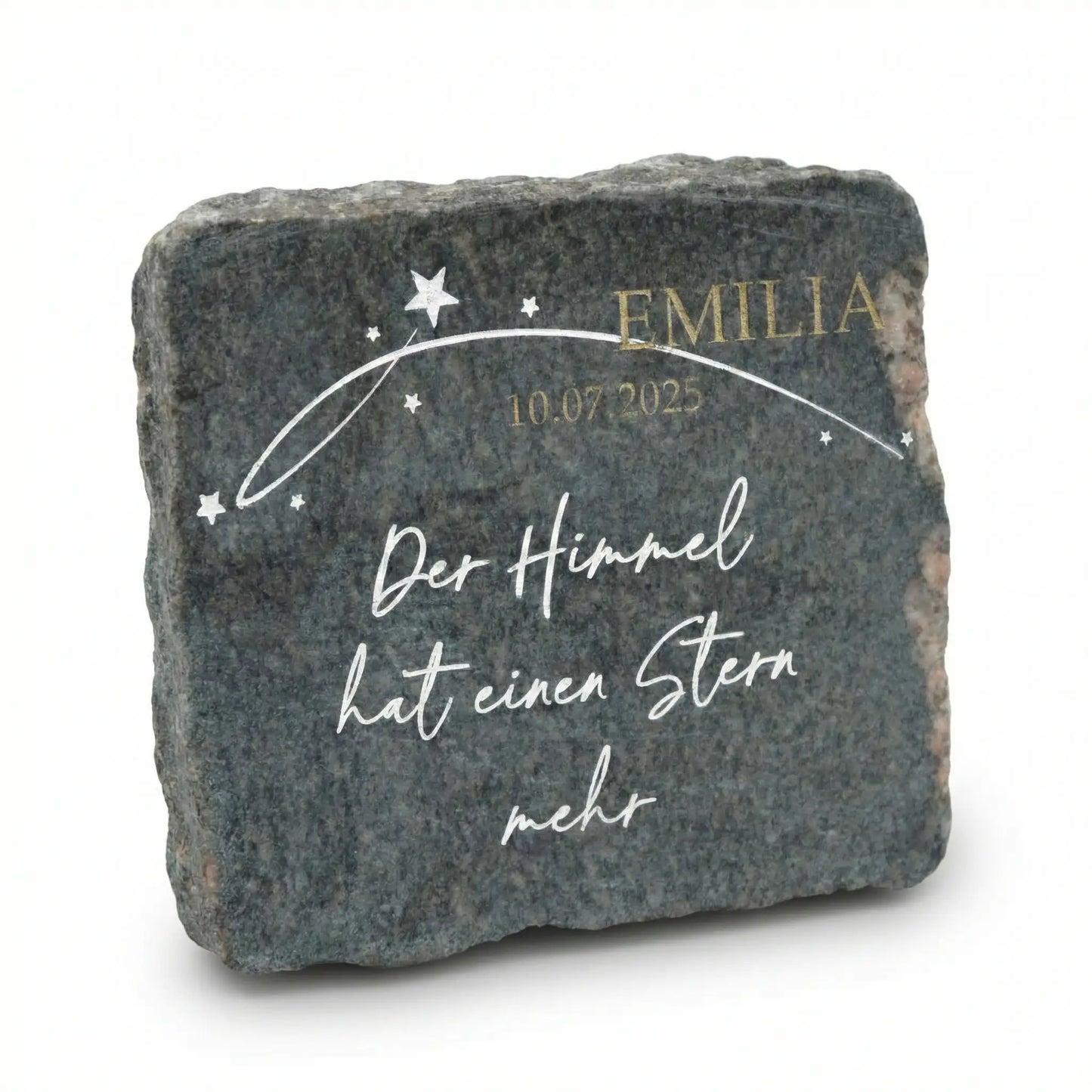 Gedenkstein „Der Himmel hat einen Stern mehr" - geschnittener Granitstein