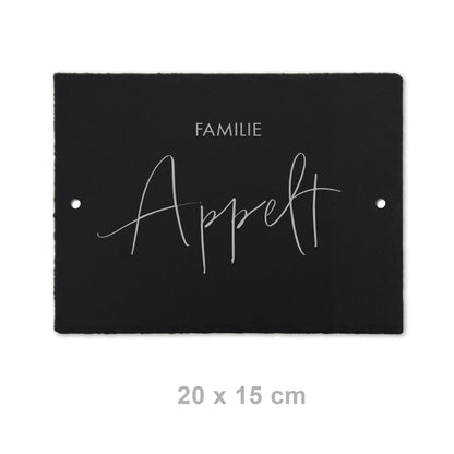 Namensschild aus Schiefer - Gravur Motiv APPELT - Jeske Design