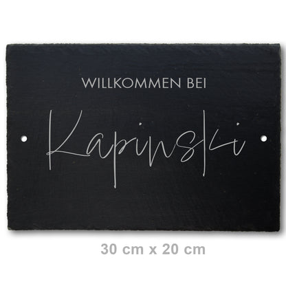 Namensschild aus Schiefer - Gravur Motiv APPELT - Jeske Design