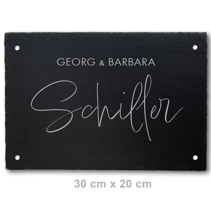 Namensschild aus Schiefer - Gravur Motiv APPELT - Jeske Design