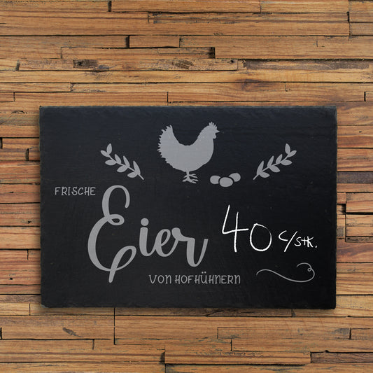 FRISCHE EIER - Personalisiertes Schieferschild für den Hofladen - Jeske Design