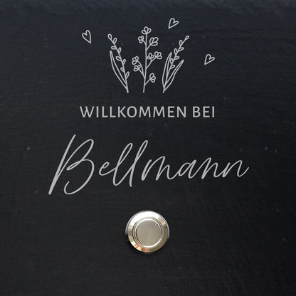 Klingelschild aus Schiefer - Motiv WIESE - Jeske Design