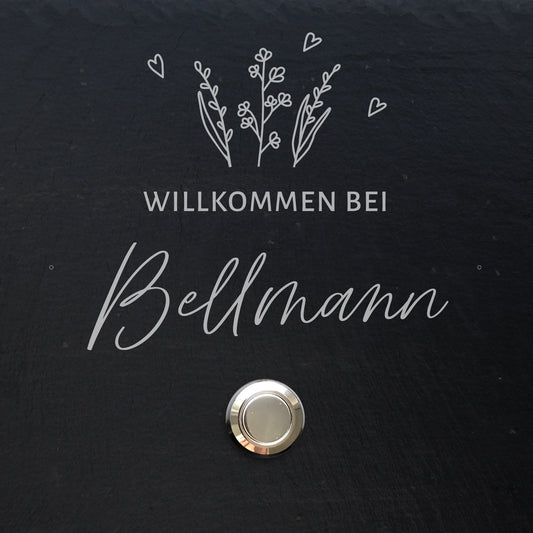 Klingelschild aus Schiefer - Motiv WIESE - Jeske Design