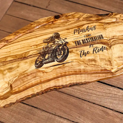 MOTORRAD - Personalisiertes Olivenholzbrett mit Gravur - Jeske Design