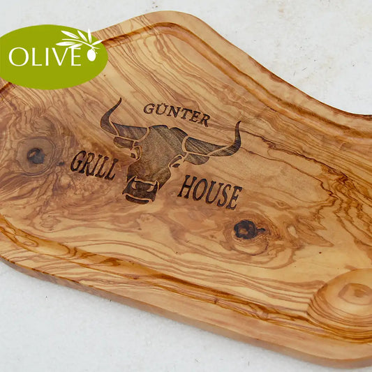 GRILL HOUSE - Personalisiertes Olivenholzbrett mit Gravur - Jeske Design