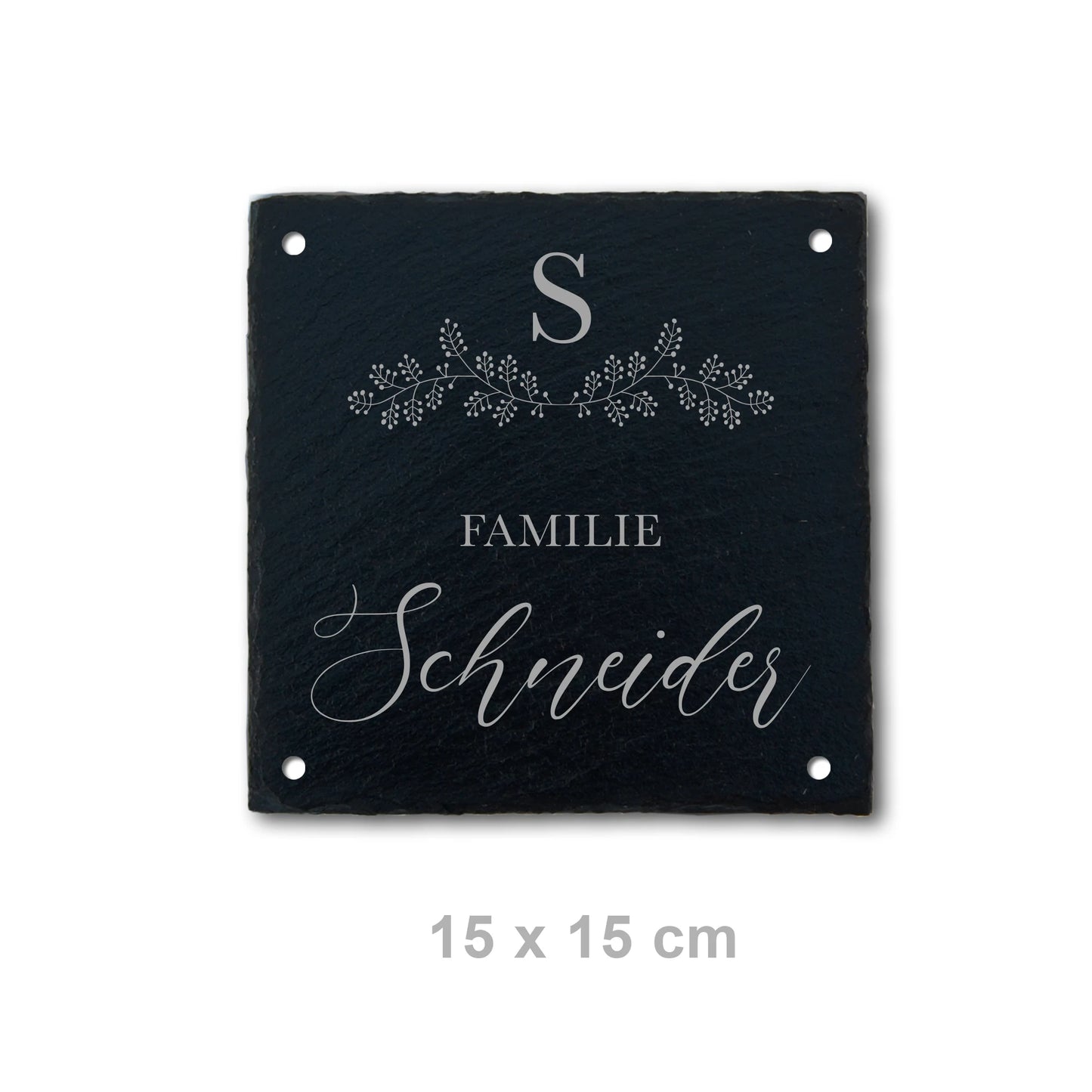 Türschild aus Schiefer - Gravur Motiv MONOGRAM - Jeske Design