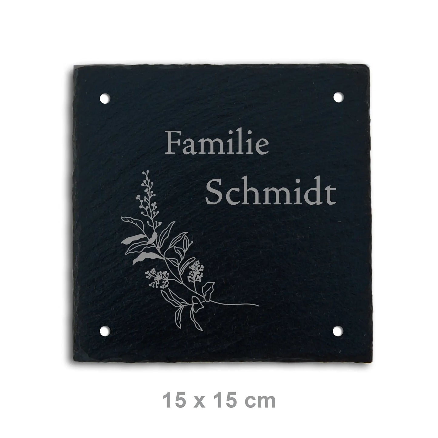 Türschild aus Schiefer - Gravur Motiv HERBAL - Jeske Design