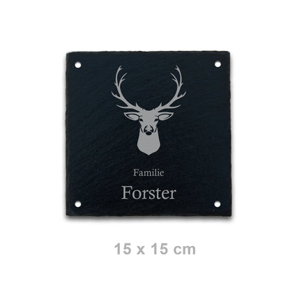 Türschild aus Schiefer - Motiv HIRSCH - Jeske Design