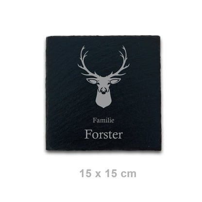 Türschild aus Schiefer - Motiv HIRSCH - Jeske Design