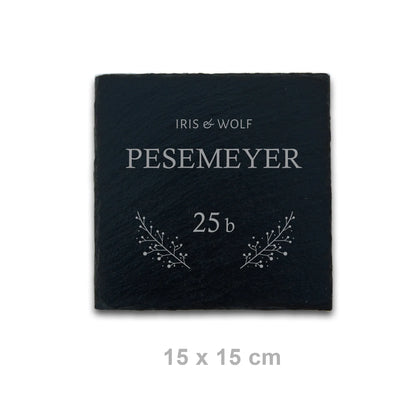 Türschild aus Schiefer - Gravur Motiv POSCHMANN - Jeske Design