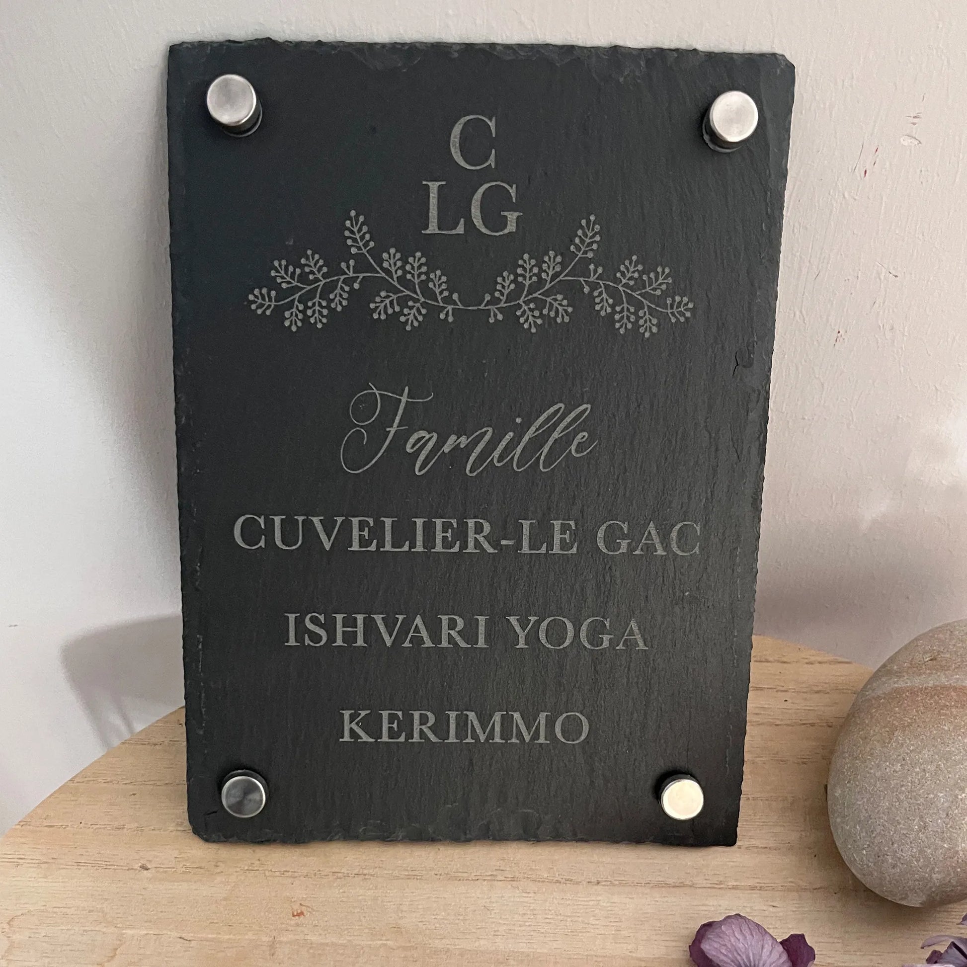 Türschild aus Schiefer - Gravur Motiv MONOGRAM - Jeske Design