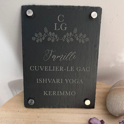 Türschild aus Schiefer - Gravur Motiv MONOGRAM - Jeske Design