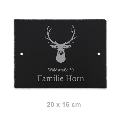Türschild aus Schiefer - Motiv HIRSCH - Jeske Design