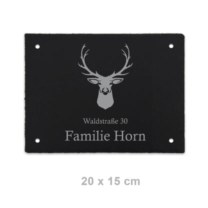 Türschild aus Schiefer - Motiv HIRSCH - Jeske Design
