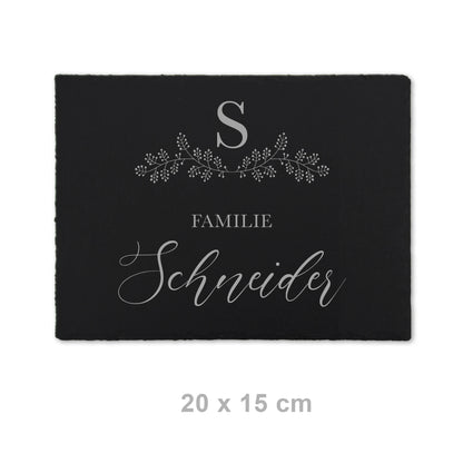 Türschild aus Schiefer - Gravur Motiv MONOGRAM - Jeske Design