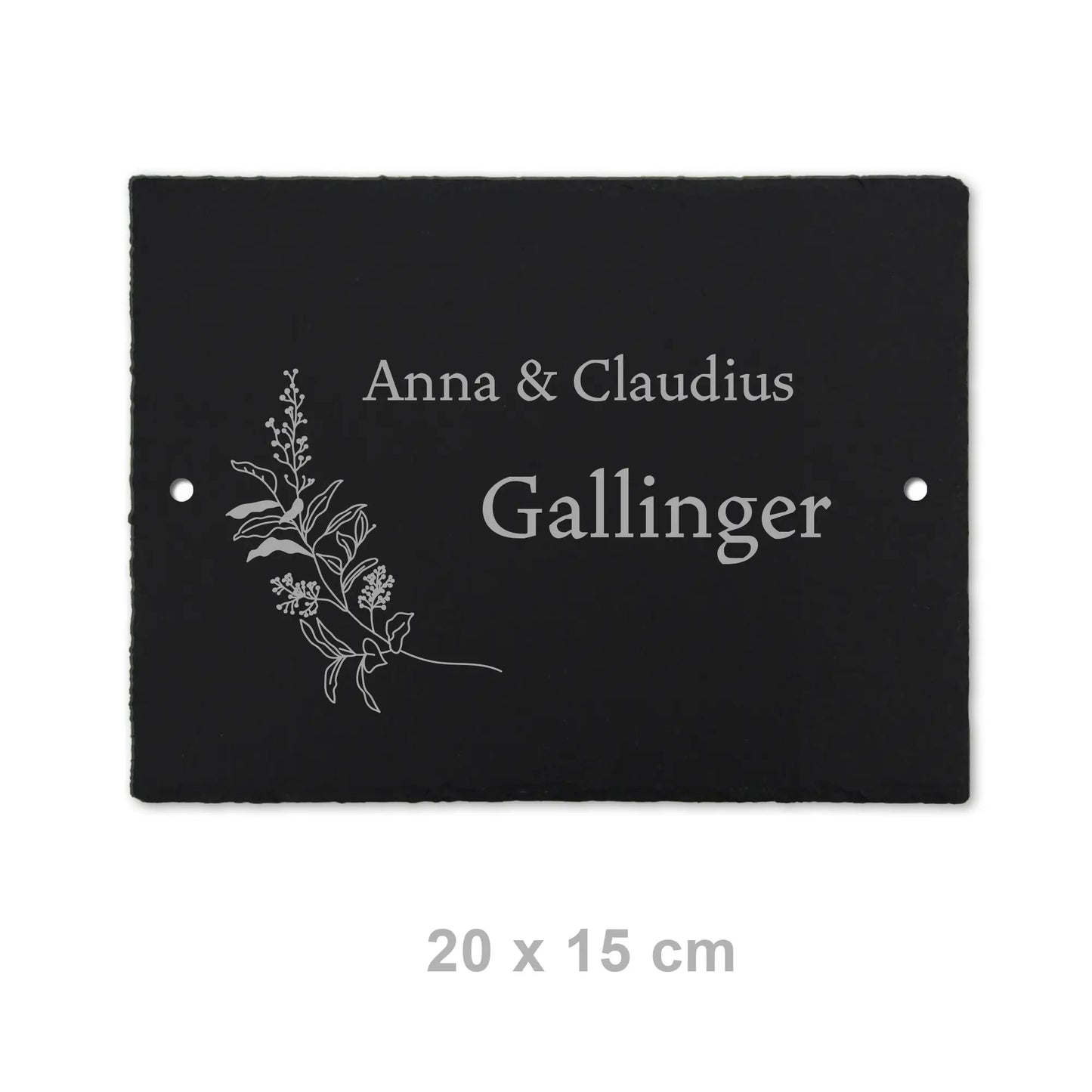Türschild aus Schiefer - Gravur Motiv HERBAL - Jeske Design