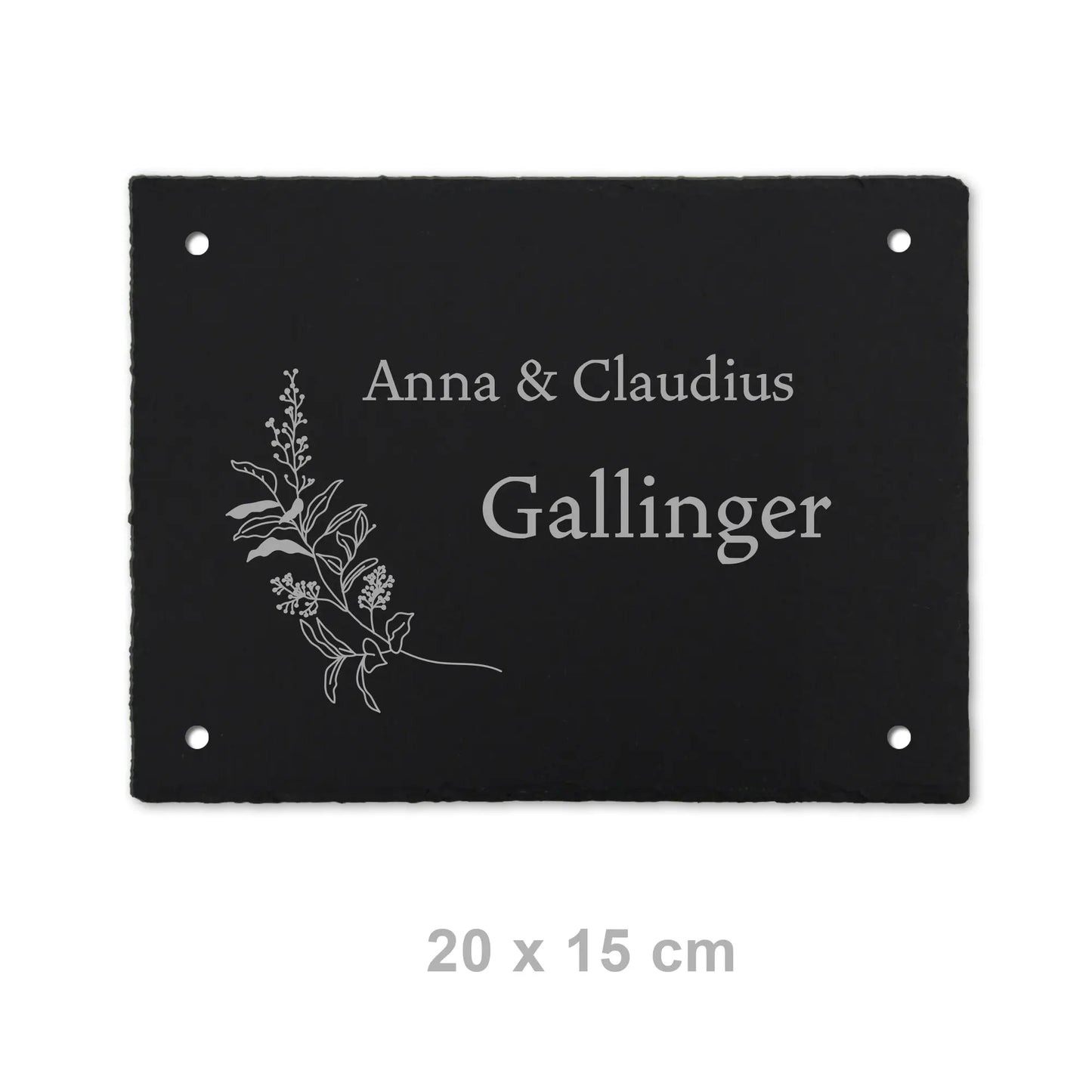 Türschild aus Schiefer - Gravur Motiv HERBAL - Jeske Design