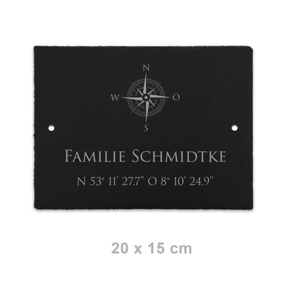 Schiefer Türschild - Motiv KOMPASS - Jeske Design