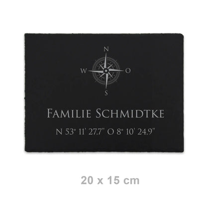 Schiefer Türschild - Motiv KOMPASS - Jeske Design