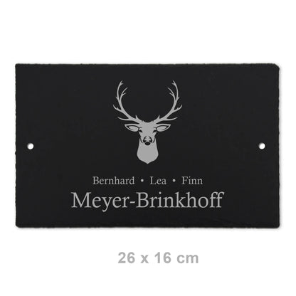 Türschild aus Schiefer - Motiv HIRSCH - Jeske Design